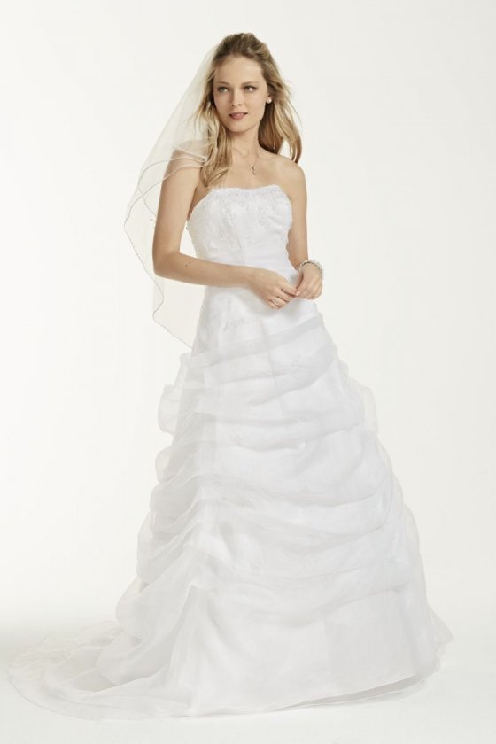 Organza Draped Pick-up with Beaded Lace Empire Style L9479
