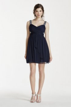 Short Mesh Dress with Embellished Tank Straps Style X31741J33