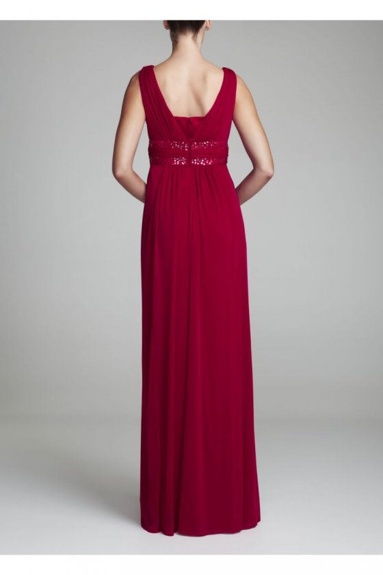 Sleeveless Long Dress with Double Banded Detail Style F15136