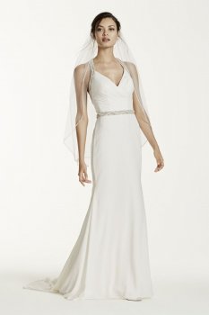 Halter Chiffon Sheath Gown with Beaded Straps Style SWG645