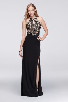 Heavily Beaded Long Halter Neck A-line Prom Gown - 156117