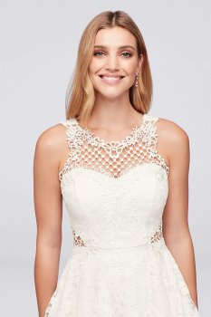 Lace Fit-and-Flare Dress with Geometric Neckline 3687YN1F
