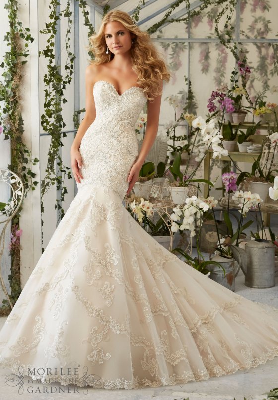 Fancy Sweetheart Neckline Mermaid Lace Wedding Dress 2801