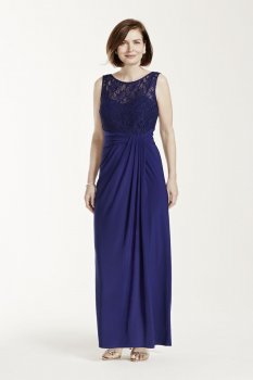 Sleeveless Jersey Dress with Illusion Lace Bodice Style 8114
