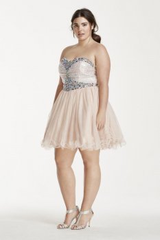 Sequin and Crystal Embellished Short Tulle Dress Style 55343W