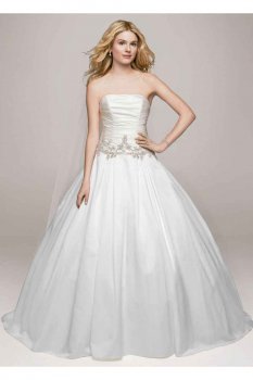 Strapless Satin Ball Gown with Beaded Accents Style WG3630