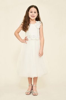 Sylvie Tea-Length Flower Girl Dress KAWI17360MD