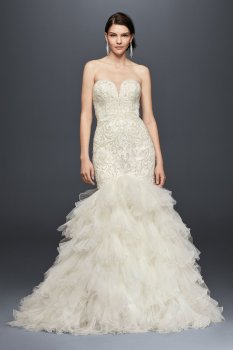 Tulle Skirt Long Strapless Sweetheart Neckline Beads Embellished Mermaid Wedding Dresses SWG760