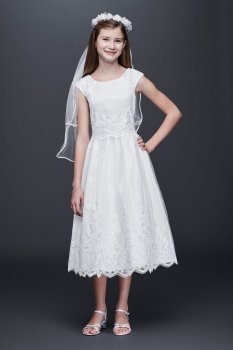 Lovely LC0363DB Style Appliqued Satin Communion Dress
