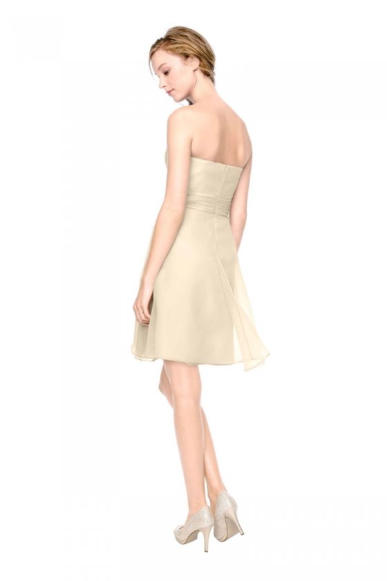 Short Strapless Organza Dress with Ruched Waist Style F14335