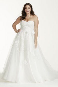 Strapless Tulle Ball Gown with Beaded Appliques Style 9MK3666