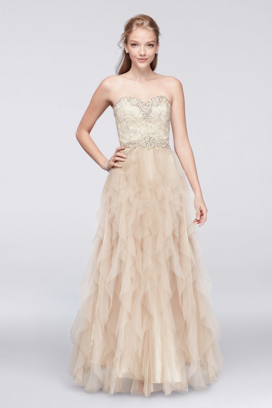 Elegant Strapless Sweetheart Neckline Cascading Mesh Skirt 8361111 Prom Dresses