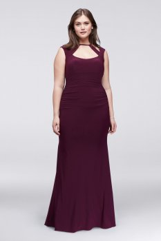 Plus Size A19136W Style Long Sheath Jersey Dress