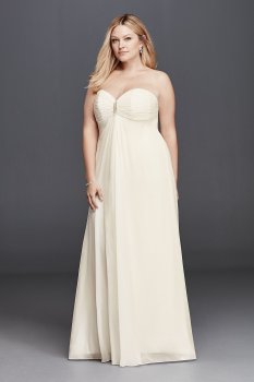 Plus Size Long Strapless Wedding Dress Style 9OP1277