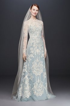 Illusion Lace Long-Sleeve CWG782 Style Elegant Bridal Wedding Gowns