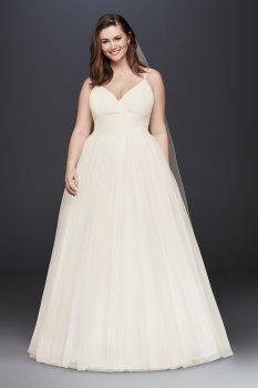 Plus Size Floor Length 9WG3843 Style Pleated Bridal Ball Gown