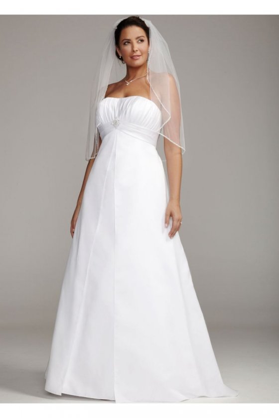 Strapless Satin Gown with Pleated Bodice Style 9OP1223