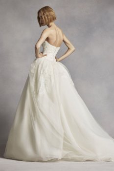 Extra Length Twill Gazar Gown with Tulle Overlay Style 4XLVW351088