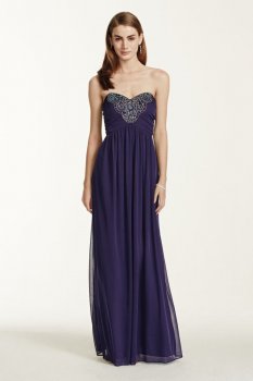 Strapless Jersey Dress with Beaded Bodice Style 55219