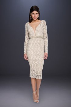 Long Sleeve Lace Short Wedding Dress with Beading Terani 1712C3054