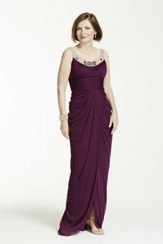Sleeveless Long Dress with Illusion Neckline Style 061898770
