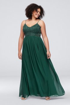 Chiffon and Floral Plus Size Dress with Beading 3930VJ2W