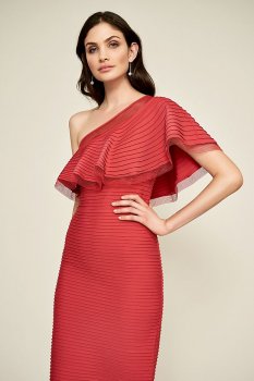 Addison One-Shoulder Pintuck Jersey Dress 6L17760M