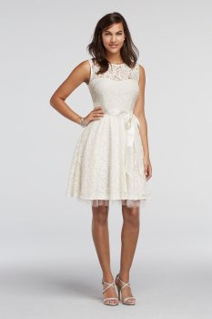 Sleeveless Lace Dress with Sash Detail Style A14209