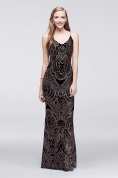 2018 New Style Long Slip Dress with Glitter Print 49260D