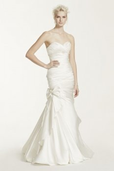 Extra Length Satin Mermaid Gown with Bow Detail Style 4XLV3204