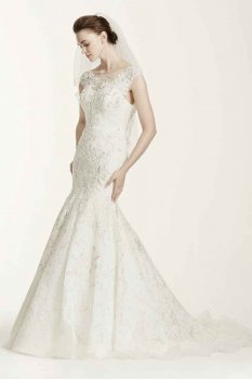 Cap Sleeve Wedding Dress with Lace Style CWG665