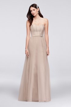 Strapless Long Sweetheart Neckline Mikado and Tulle OC290026 Bridesmaid Dress