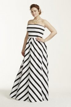 Strapless Striped Ball Gown Style A16261W