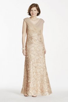 Sleeveless Jersey Dress with Soutache Skirt Style 13390