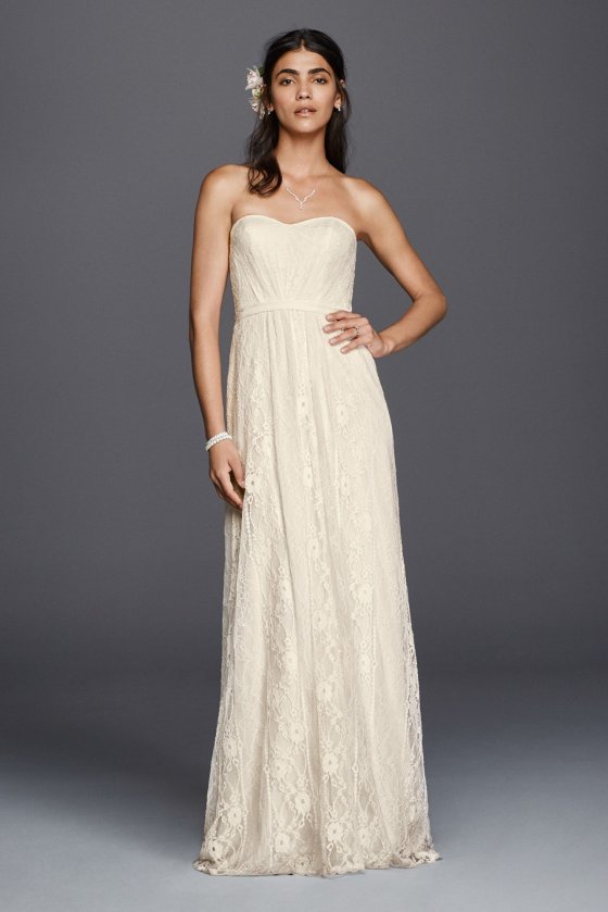 WG3782 Strapless Long Lace Sheath Wedding Dresses