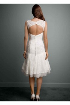 All Over Lace Short Dress with Illusion Neckline Style WG3625