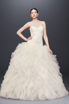 Unique New Style Truly Zac Posen Drop-Waist Tulle Bridal Wedding Dress Style ZP341734