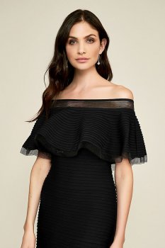 Pintucked Jersey Off-the-Shoulder Mermaid Dress 6L16507M