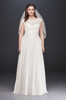 Plus Size 9WG3851 Style A-line Lace and Chiffon Bridal Gown