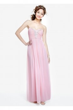 Strapless Chiffon Dress with Applique Detail Style 0577MX4B