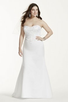 Lace Applique Satin Sweetheart Trumpet Gown Style 9WG3715