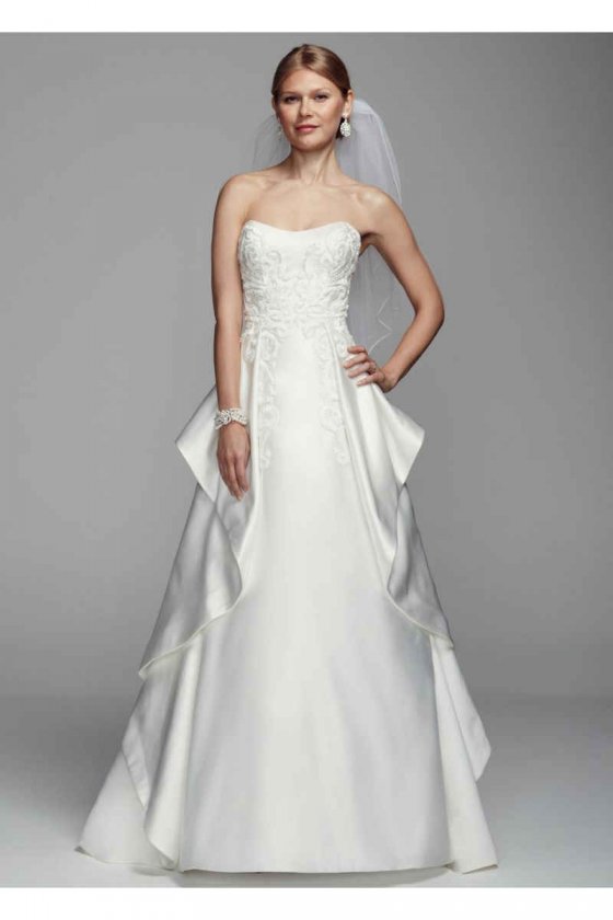 Satin Cascading Detail Wedding Dress Style CPK650