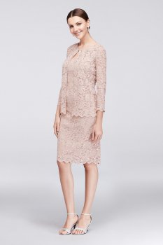 Sequin Lace Shift Dress with Matching Jacket Style 6495598