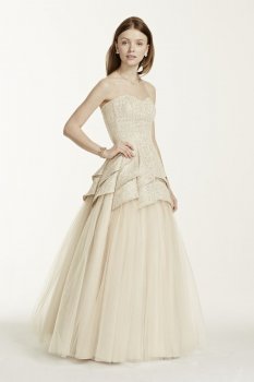 Strapless Metallic Lace Tulip Ball Gown Style 280091