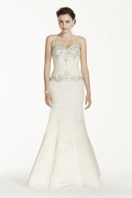 Spaghetti Strap Mermaid Gown with Crystal Detail Style V3758