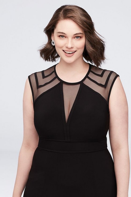 Illusion Jersey Plus Size Gown with Keyhole Back 21566W