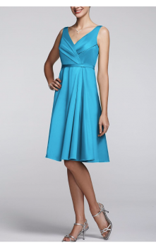 Sleeveless V Neck Cotton Sateen Dress Style F15450