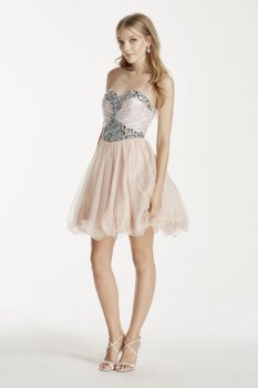 Sequin and Crystal Embellished Short Tulle Dress Style 55343