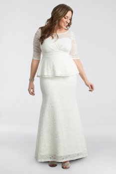 Plus Size 19150908 Style Poised Peplum Wedding Gown