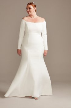 Plus Size New Floor Length Mermaid Off-Shoulder Wedding Dress 9WG3990